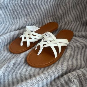 Universal Threads Josephine Multi Strap Sandals White and Tan Size 11